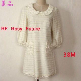 アールエフ(R・F)の美品★RF Rosy Futureキラキラ可愛い七分袖ワンピース38M(ミニワンピース)