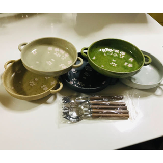 ウノチヨ(宇野千代)の宇野千代 シチュー皿 グラタン皿 5セット マルチスプーン(食器)