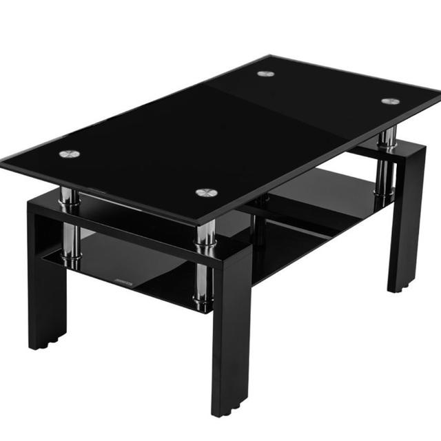 OSJ ガラステーブル コーヒーテーブル 幅98cm 強化ガラス天板