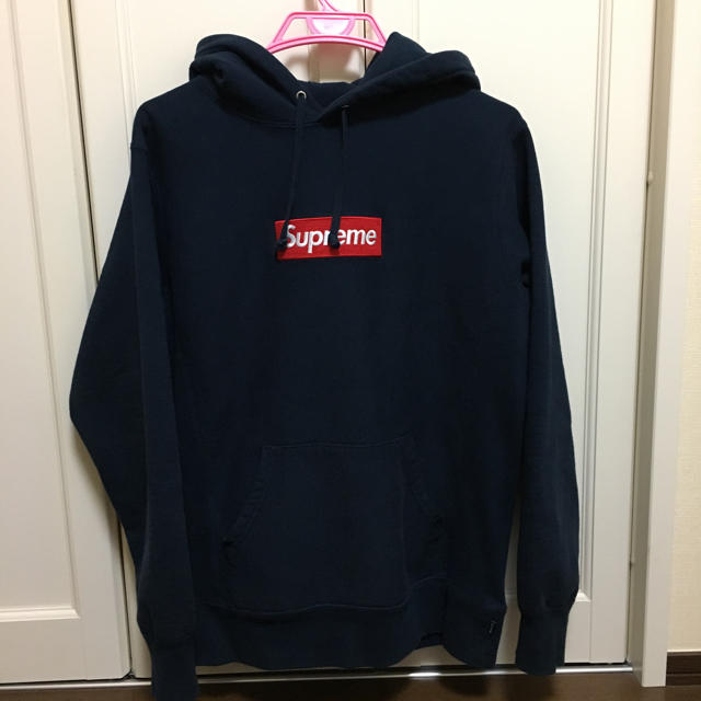 Supreme boxlogopullover navy M パーカー ネイビー