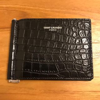 サンローラン(Saint Laurent)のサンローラン 美品 マネークリップ クロコ ブラック(マネークリップ)