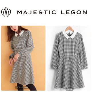 マジェスティックレゴン(MAJESTIC LEGON)の【新品】マジェスティックレゴン 2way襟付チェックワンピース(ひざ丈ワンピース)