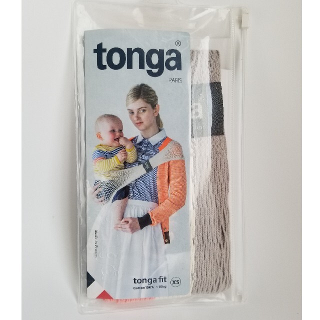 tonga(トンガ)のtonga (XS) トンガフィット ベビースリング ピンク白グレー キッズ/ベビー/マタニティの外出/移動用品(スリング)の商品写真