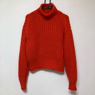 エイチアンドエム(H&M)の【最終値下げ】h&m チャンキーニット オレンジ 朱色(ニット/セーター)