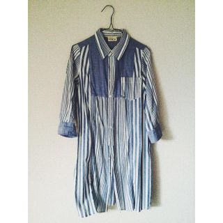 ダブルクローゼット(w closet)のボーダー ロング シャツ ワンピ(シャツ/ブラウス(長袖/七分))