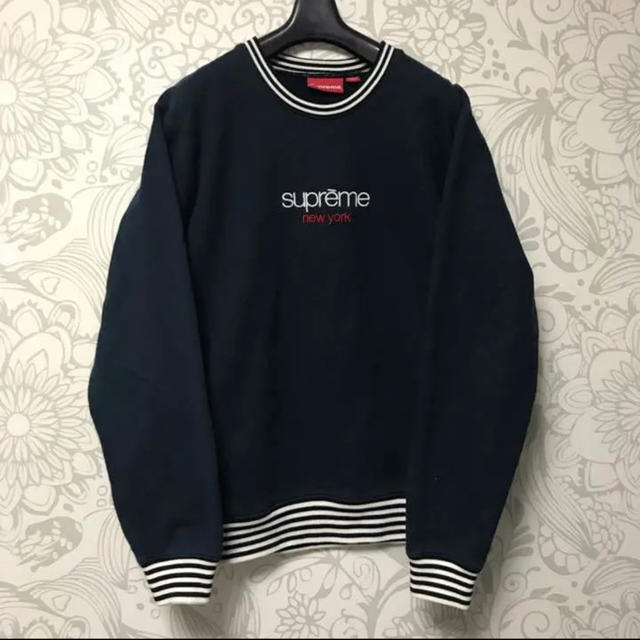 大人気★supreme classic logo crewneck ネイビー Mトップス