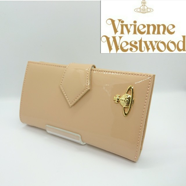 Vivienne Westwood(ヴィヴィアンウエストウッド)の在庫一掃セール！！Vivienne Westwood エナメルベージュ 二つ折り レディースのファッション小物(財布)の商品写真