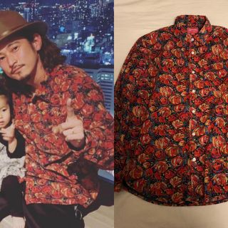 シュプリーム(Supreme)のM 窪塚着用 Supreme 18aw Roses Corduroy Shirt(シャツ)