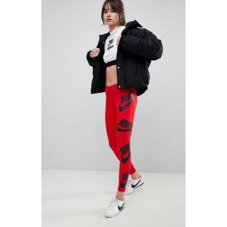 ナイキ(NIKE)の【Mサイズ 】新品タグ付き Nike ロゴ レギンス レッド ナイキ(レギンス/スパッツ)