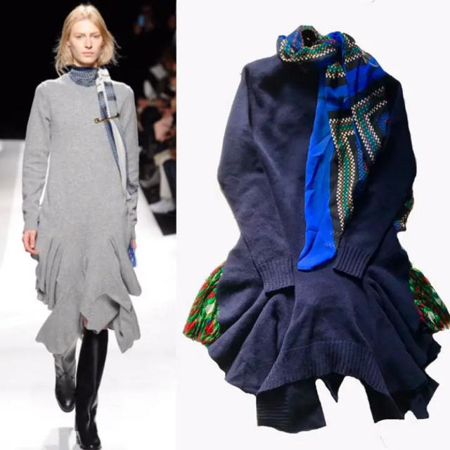 sacai - sacai サカイ14AW スカーフ ロング ボリューム ニット ワンピースの通販 by YYY ｜サカイならラクマ