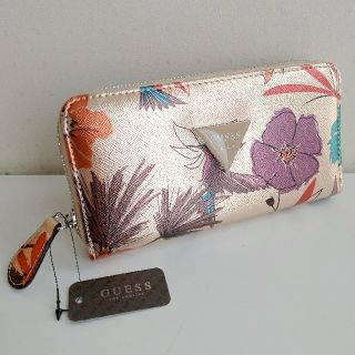 ゲス(GUESS)の【新品未使用】GUESS レディース 長財布 花柄 ベージュ 金色(財布)