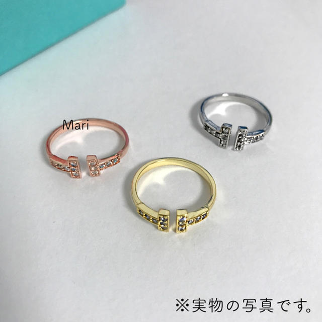 超人気商品！再入荷いたしました♪ ♡キラキラTリング♡ ローズゴールド レディースのアクセサリー(リング(指輪))の商品写真