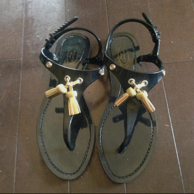 お取り置きブラックラバーサンダル☆S レディースの靴/シューズ(サンダル)の商品写真