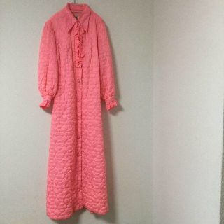 Loritill 古着 ビンテージ ロング コート キルティング ピンク ガウン(ロングコート)