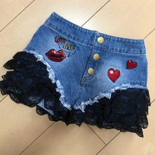 バナナチップス(BANANA CHIPS)のバナナチップス デニムパンツ ショーパン レース スパンコール リップ バナチ(パンツ/スパッツ)