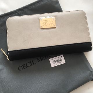 セシルマクビー(CECIL McBEE)の新品 セシルマクビー 四角プレートラウンドファスナー 長財布 ベージュ(財布)