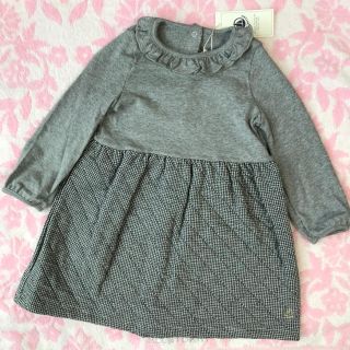 プチバトー(PETIT BATEAU)の☆SALE☆ 新品 プチバトー♡ 千鳥格子切替ワンピース 24m 86cm(ワンピース)