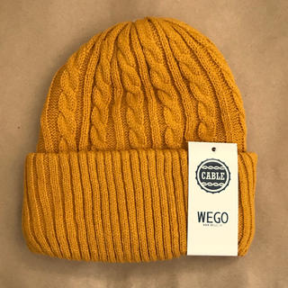 ウィゴー(WEGO)のWEGO ケーブルニットキャップ イエロー(ニット帽/ビーニー)