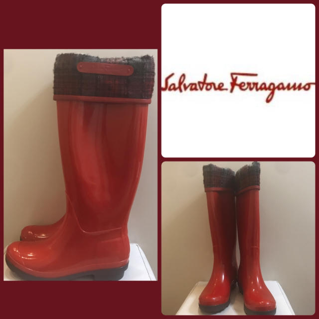 Salvatore Ferragamo(サルヴァトーレフェラガモ)のフェラガモ♡レッドラバー レインブーツ♡ レディースの靴/シューズ(レインブーツ/長靴)の商品写真