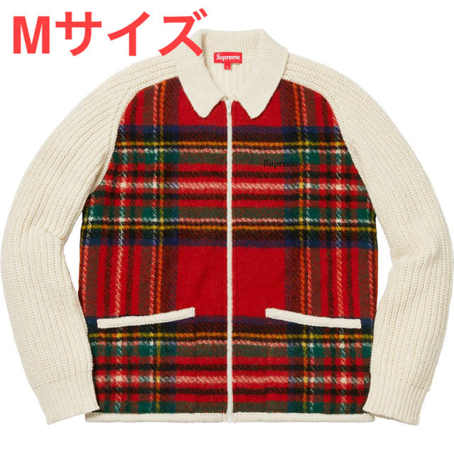 18aw  Supreme  PlaidFront Zip Sweater XL