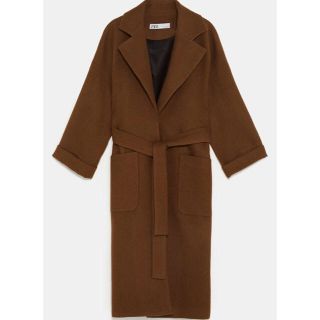 ザラ(ZARA)のzara ベルト付ダブルプレストコート(ロングコート)