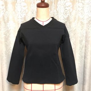 ズッカ(ZUCCa)のzuccaボンディングカットソーVネック黒ロンT長袖Tシャツジャージ(カットソー(長袖/七分))