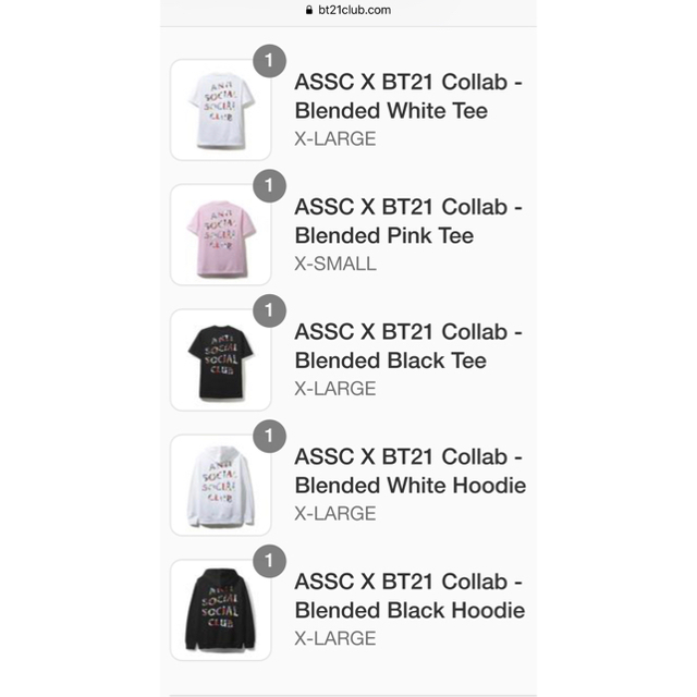 防弾少年団(BTS)(ボウダンショウネンダン)のAnti Social Social Club BT21 ASSC Tee XL メンズのトップス(Tシャツ/カットソー(半袖/袖なし))の商品写真