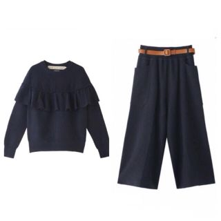 アパルトモンドゥーズィエムクラス(L'Appartement DEUXIEME CLASSE)のil by saori komatsu 16AW ニット セットアップ ネイビー(セット/コーデ)