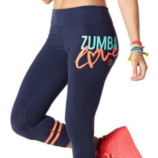 Zumba(ズンバ)の【最終価格】Zumbaウェア クロップ レギンス 紺色 レディース レディースのレッグウェア(レギンス/スパッツ)の商品写真