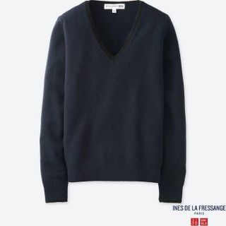 ユニクロ(UNIQLO)のユニクロ イネスコラボ カシミヤVネックニット ネイビー(ニット/セーター)