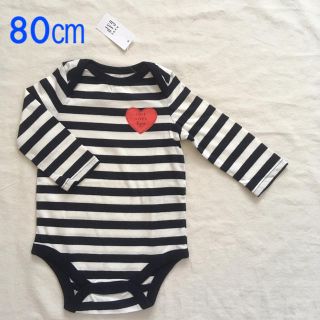 ベビーギャップ(babyGAP)の『新品』babyGap 女の子向 ボーダー柄 長袖ボディ80㎝サイズ(肌着/下着)