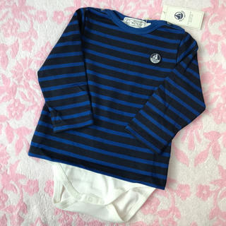 プチバトー(PETIT BATEAU)の《お値下げ》新品 プチバトー♡ マリニエール長袖コンビボディ 18m 81cm(シャツ/カットソー)