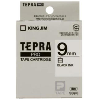 キングジム(キングジム)のキングジム「テプラ」PRO用 テプラテープ／白ラベル 黒文字 9mm幅(その他)