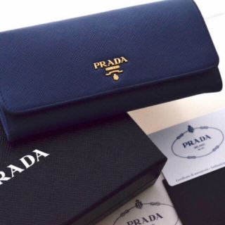 プラダ(PRADA)の★プラダ★サフィアーノ★パスケース付きファスナー長財布★ブリエッタ★ブルー(財布)