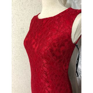 タダシショウジ(TADASHI SHOJI)の美品　タダシショージ ワンピース ドレス　総レース　レッド(ひざ丈ワンピース)