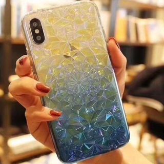 ☆iPhone用☆キラキラ グラデ 片面 スマホケース(ブルー)(iPhoneケース)