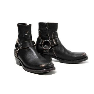 Balenciaga - バレンシアガ クラックレザー ハーネスバックルブーツ