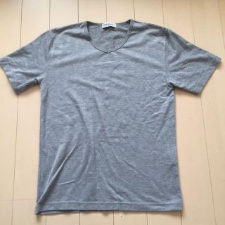 メンズグレーV首TシャツMサイズ(Tシャツ/カットソー(半袖/袖なし))