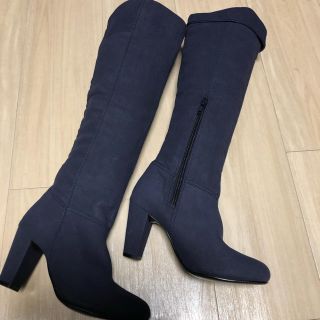 マウジー(moussy)の美品MOUSSYマウジースウェードブーツ・ネイビー・Sサイズ22.5cm(ブーツ)