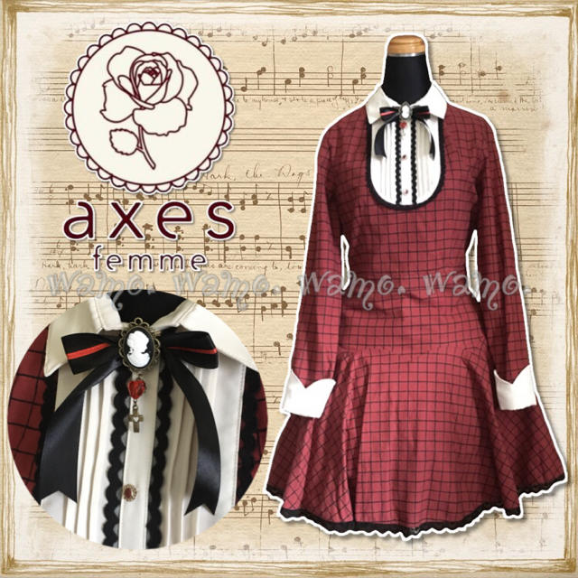 Axes Femme アクシーズファム ポエティック 襟付きワンピース 赤系の通販 By 他より手数料が低い分安く出品している場合有 アクシーズファムならラクマ