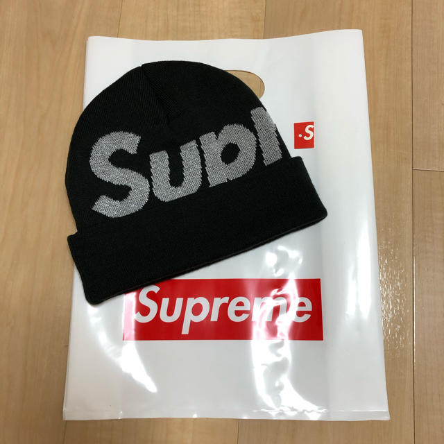 黒Black購入先supreme Big Logo Beanie  新品未使用 シュプリーム