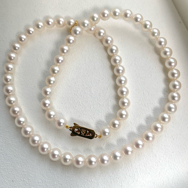 MIKIMOTO(ミキモト)の【ご専用】ミキモトパールネックレス7.6-8mmセミロング52cm k18 レディースのアクセサリー(ネックレス)の商品写真