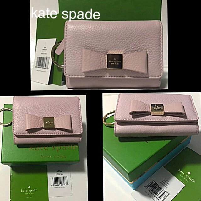 ★kate spade/本革レザー定期 カード キーリング付きコインケース✨