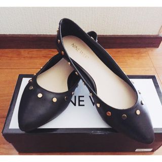 ナインウエスト(NINE WEST)のナインウエスト★ローヒールパンプス 黒 22cm(バレエシューズ)