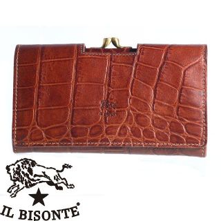 イルビゾンテ(IL BISONTE)のレア★新品★IL BISONTE クロコ型押し長財布 茶革  イルビゾンテ(財布)