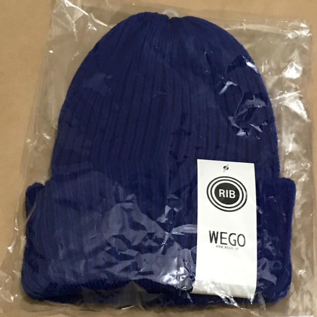 WEGO(ウィゴー)のWEGO リブニットキャップ 青 メンズの帽子(ニット帽/ビーニー)の商品写真
