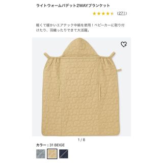 ユニクロ(UNIQLO)の防寒ブランケット(ベビーカー用アクセサリー)