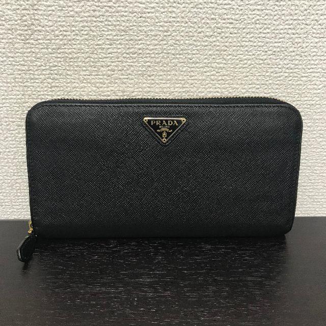 にて販売致します【美品✨箱付き】プラダ 長財布 サフィアーノレザー ラウンドファスナー 黒色