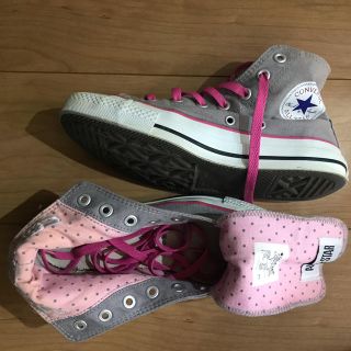 コンバース(CONVERSE)のゆうめろ様♡コンバース オールスター グレイ×ピンク(スニーカー)