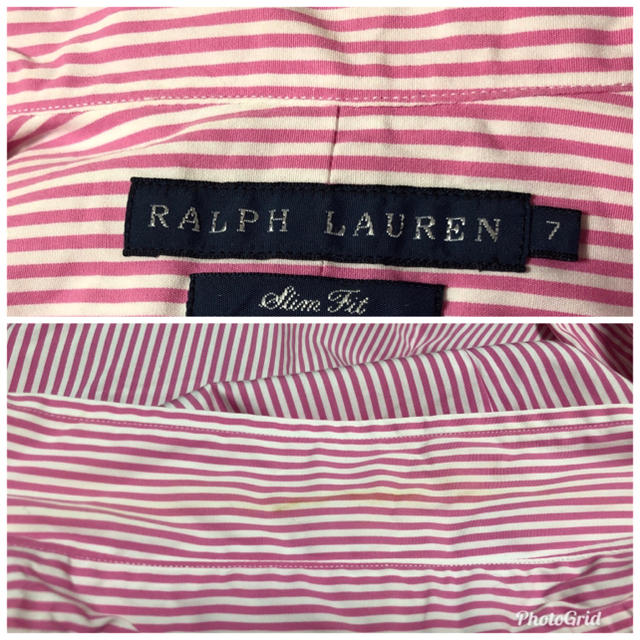 Ralph Lauren(ラルフローレン)のラルフローレンスリムフィットピンク×ホワイトストライプ柄シャツ 送料込み レディースのトップス(シャツ/ブラウス(長袖/七分))の商品写真